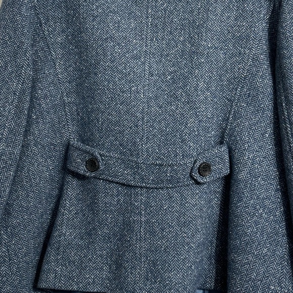 Vintage Talbots Women's Blue Herringbone Tweed Wool Blend Blazer Size 14W - Picture 4 of 13